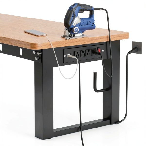 48" Adjustable Workbench SHMQYSY Power Outlet Wheels Frame 1500lb-1