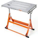 VEVOR Welding Table Foldable 30"x20", Welding Workbench Table 400lbs Load Capacity Steel on Wheels, Work Bench Adjustable Height with 3 Tilt Angles, Three 1.1" Slot, Retractable Guide Rails-0