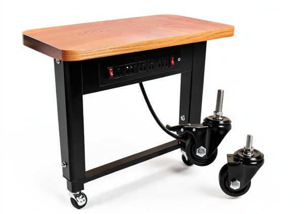 48" Adjustable Workbench SHMQYSY Power Outlet Wheels Frame 1500lb-4